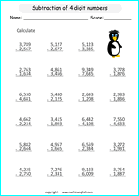 printable math 4 and 5 digit subtraction worksheets for kids in primary and elementary math class 