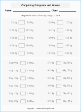 conversion of metric  units of mass worksheets for primary math  