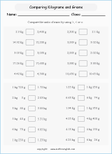 conversion of metric  units of mass worksheets for primary math  