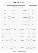 length conversion imperial units worksheets for primary math  