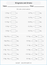 conversion of metric  units of mass worksheets for primary math  