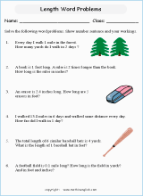 length and height word problem worksheets for primary math  