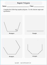 polygon shapes geometry math worksheets for primary math class 