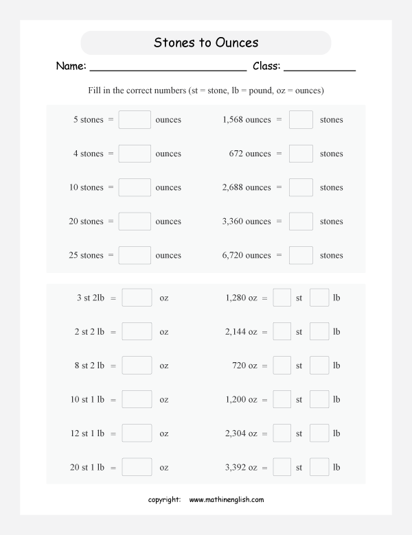 conversion of imperial units of mass worksheets for primary math  