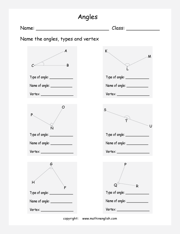  angle properties geometry math worksheets for primary math class 