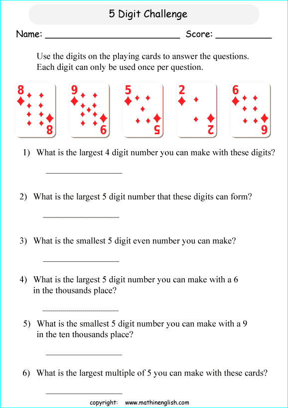 printable math place value of 5 digit number worksheets for kids in primary and elementary math class 