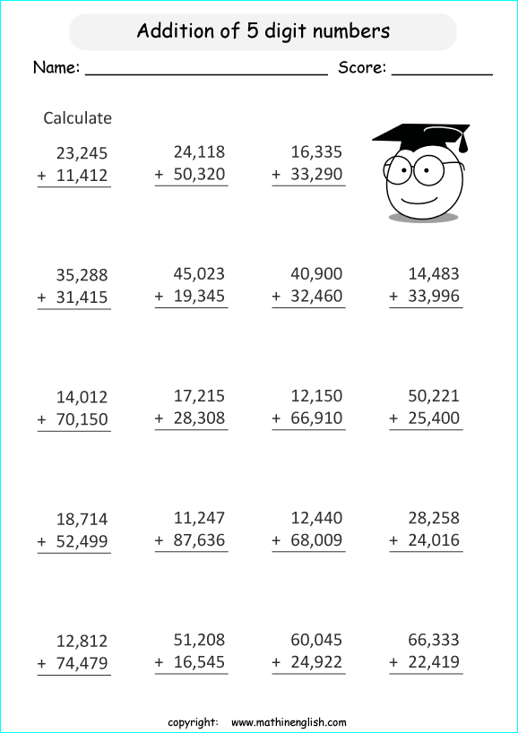 printable math addition large numbers worksheets