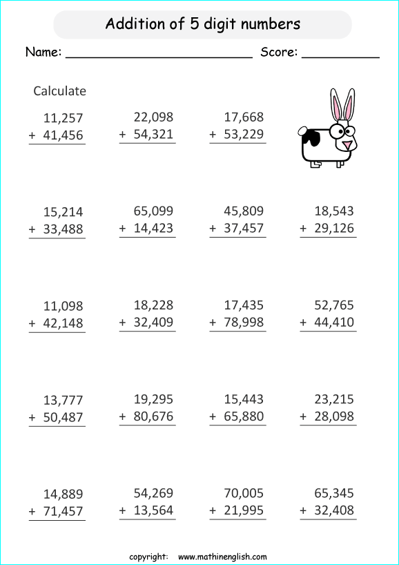 printable math addition large numbers worksheets