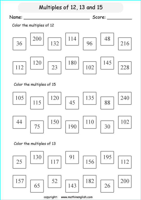 Printable primary math worksheet for math grades 1 to 6 based on the