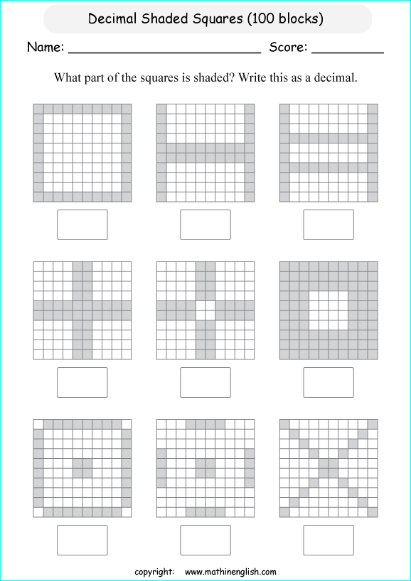 printable decimals with pictures  worksheets for kids in primary and elementary math class 