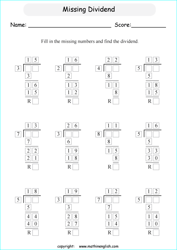 printable 2 digit long division worksheets for kids in primary and elementary math class 