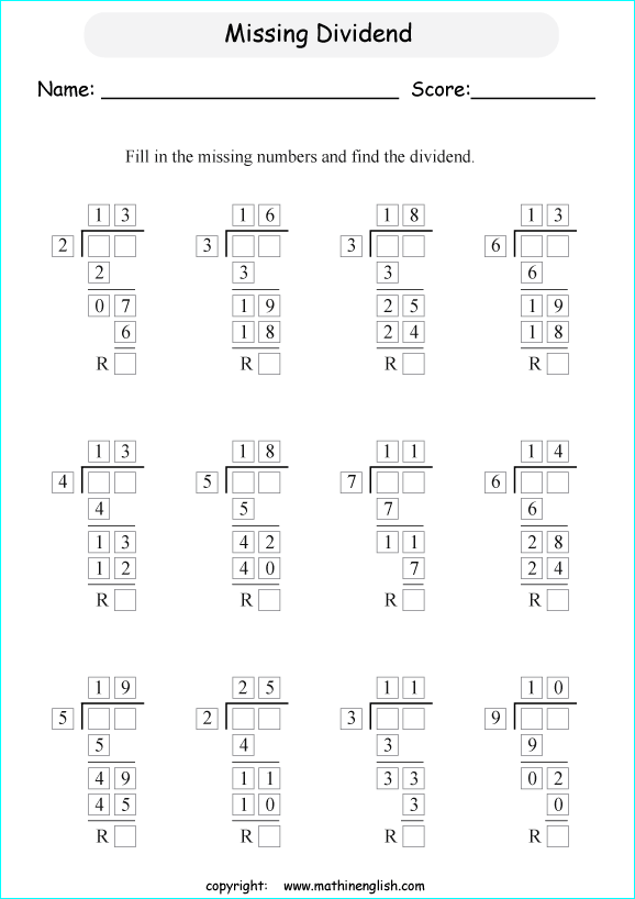 printable 2 digit long division worksheets for kids in primary and elementary math class 