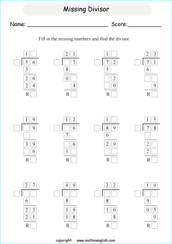 printable 2 digit long division worksheets for kids in primary and elementary math class 