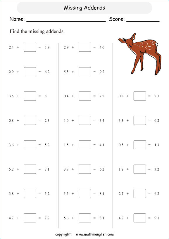 Printable primary math worksheet for math grades 1 to 6 based on the