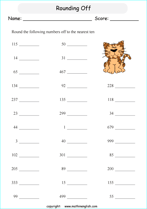 printable math rounding off the nearest 10 worksheets for kids in primary and elementary math class 