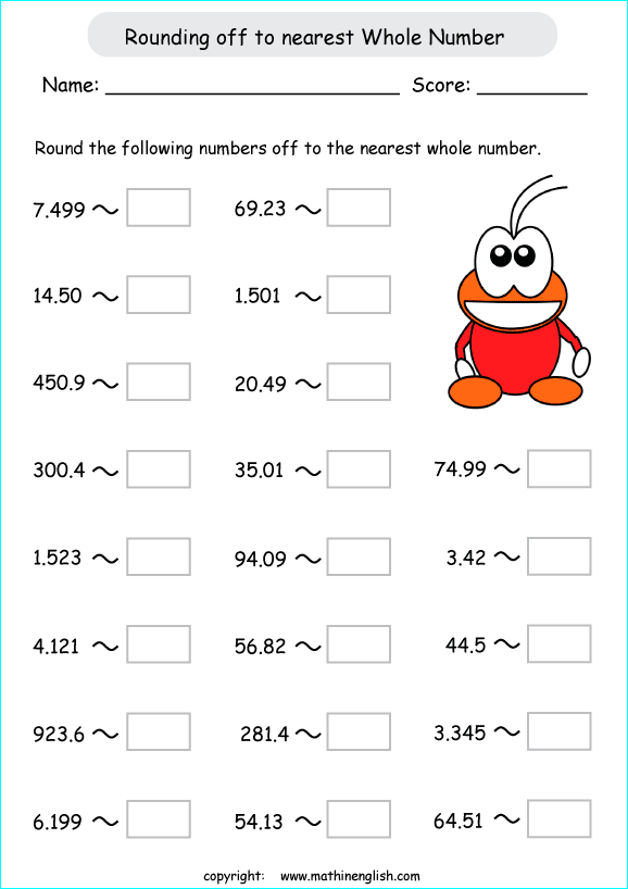 4th grade math worksheets reading writing and rounding