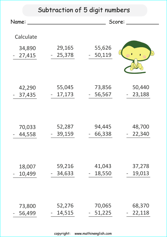 Printable Primary Math Worksheet For Math Grades 1 To 6 Based On The 