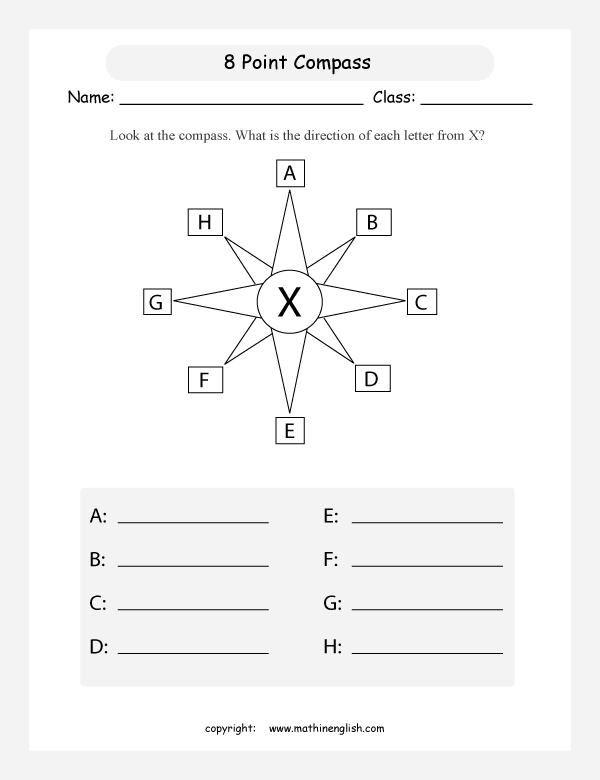8 point compass geometry math worksheets for primary math class 