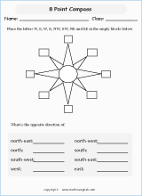 8 point compass geometry math worksheets for primary math class 