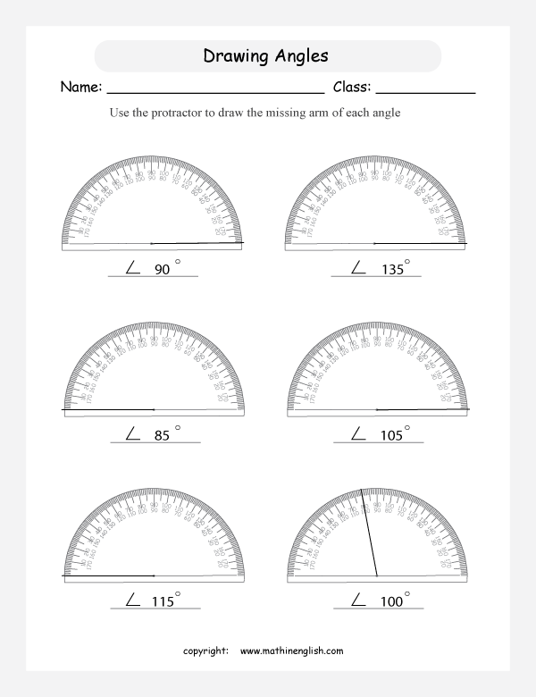 drawing and measuring angles geometry math worksheets for primary math class 