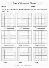 area and perimeter in compound shapes worksheets for primary math  