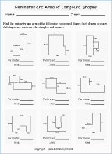 area and perimeter in compound shapes worksheets for primary math  