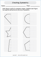 symmetry geometry math worksheets for primary math class 