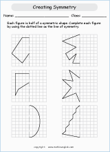 symmetry geometry math worksheets for primary math class 