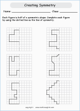 reflect shapes geometry printable grade 4 math worksheet