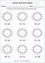 24 hour clock worksheets for primary math