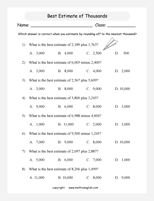 Printable primary math worksheet for math grades 1 to 6 based on the