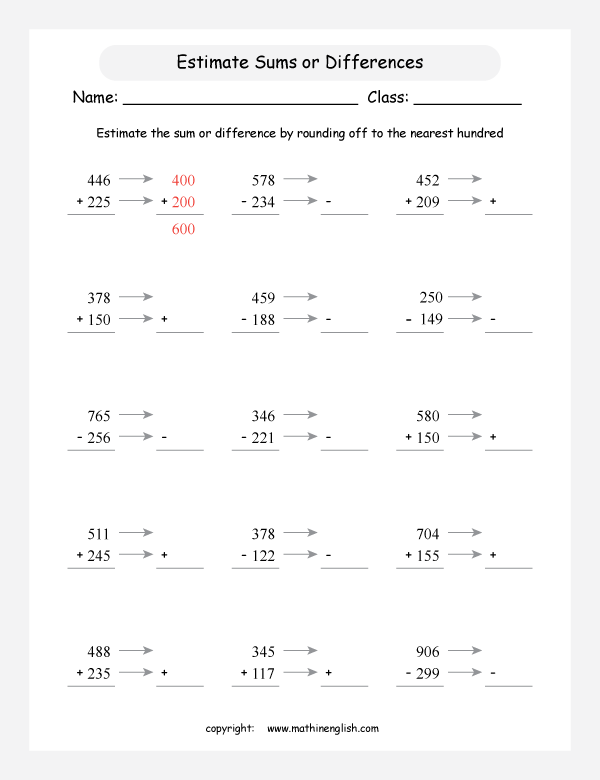 Printable primary math worksheet for math grades 1 to 6 based on the