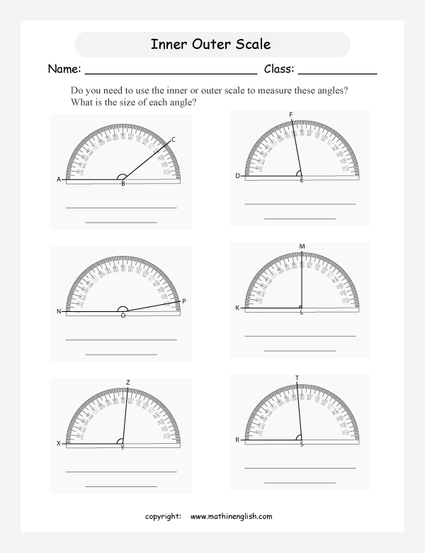 drawing and measuring angles geometry math worksheets for primary math class 