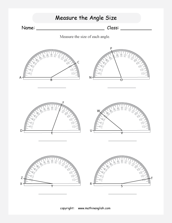 Reading A Protractor Worksheet