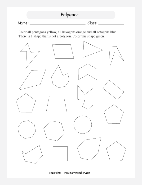 Which shapes are a Pentagon, a Hexagon or a Octagon. Count the sides ...