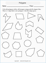 polygon shapes geometry math worksheets for primary math class 