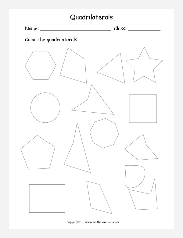 polygon shapes geometry math worksheets for primary math class 