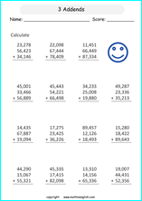 printable math addition large numbers worksheets