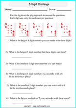 printable math place value of 5 digit number worksheets for kids in primary and elementary math class 