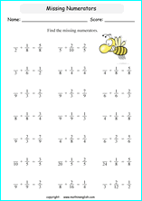 printable math unlike fraction subtraction worksheets for kids in primary and elementary math class 