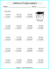 printable math addition large numbers worksheets