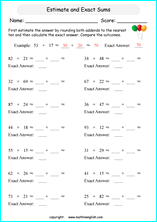 printable math addition estimation worksheets