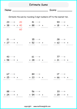 printable math addition estimation worksheets