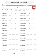 printable math addition estimation worksheets