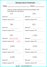 printable math rounding off the nearest 100 worksheets for kids in primary and elementary math class 