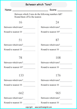 printable math rounding off the nearest 10 worksheets for kids in primary and elementary math class 