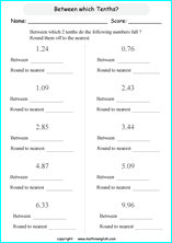 printable math rounding off decimals worksheets for kids in primary and elementary math class 