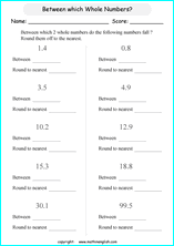 printable math rounding off decimals worksheets for kids in primary and elementary math class 