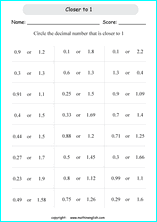 printable place value of decimals worksheets for kids in primary and elementary math class 