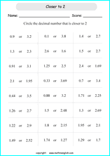 printable place value of decimals worksheets for kids in primary and elementary math class 